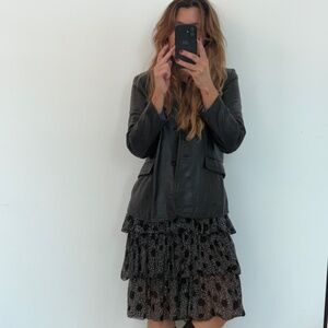 Nilani Vintage Black Polka Dot Tiered Midi Dress | Size 10 Rayon